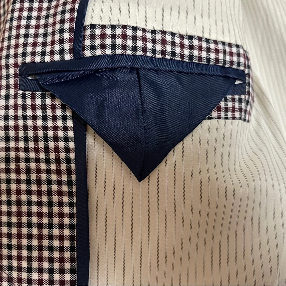 J. Crew Rhodes Micro-Gingham Plaid Blazer Jacket Size 2 Office Preppy Academia